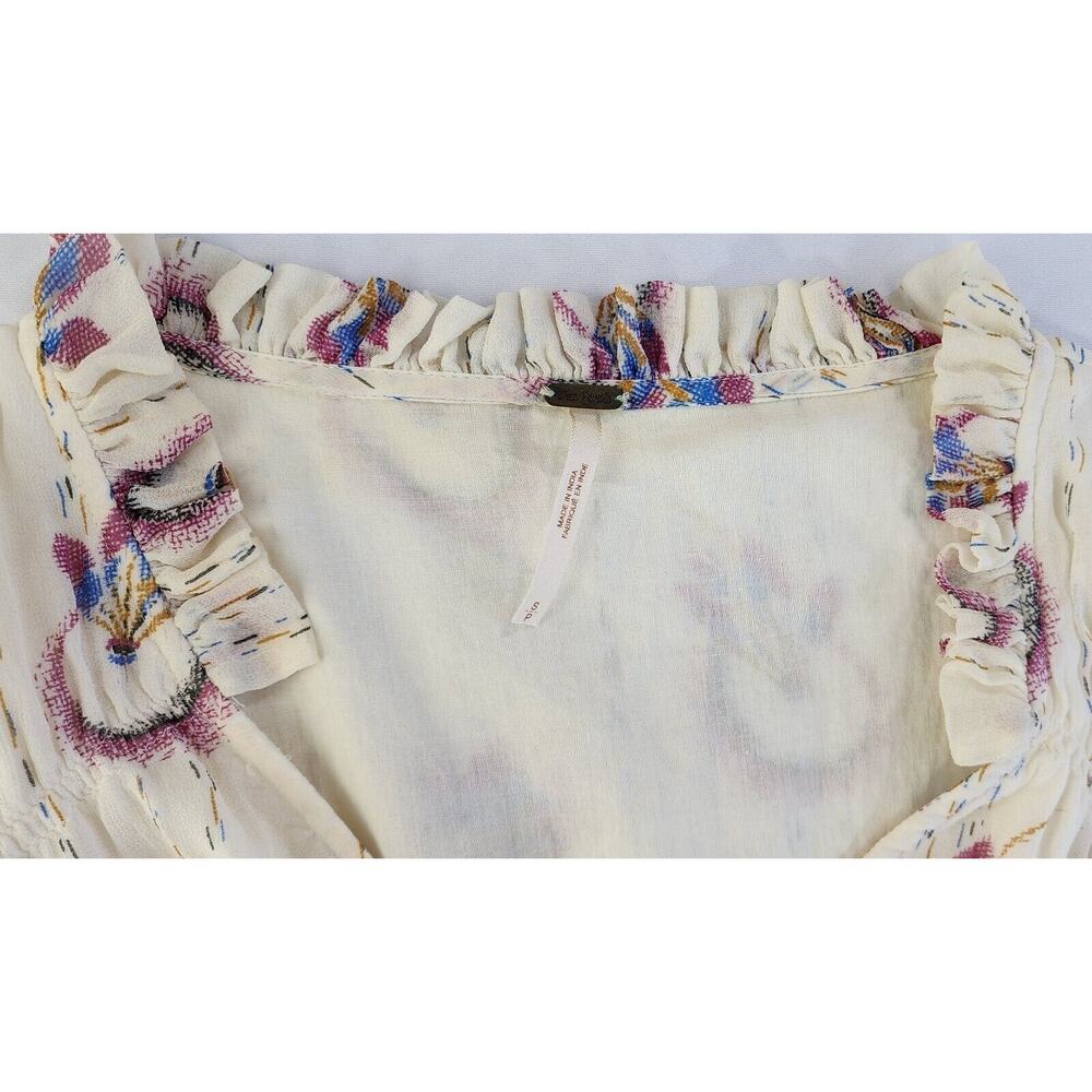 Free People Dress Womens Small White Floral Bohemian Wild Horses Dream Catcher - Picture 3 of 13